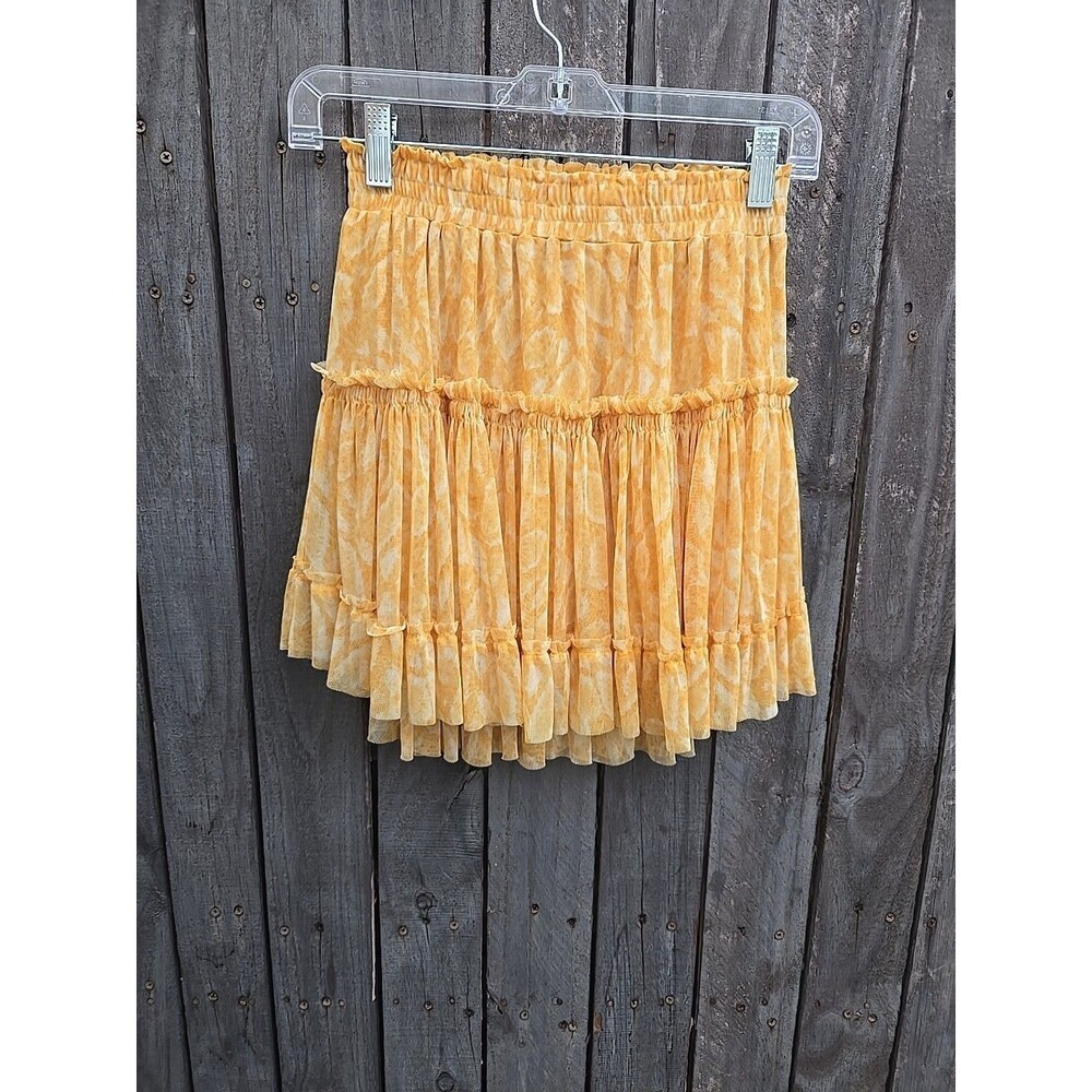 Misa Los Angeles Tiered Patterned Chiffon Mini Skirt size XS